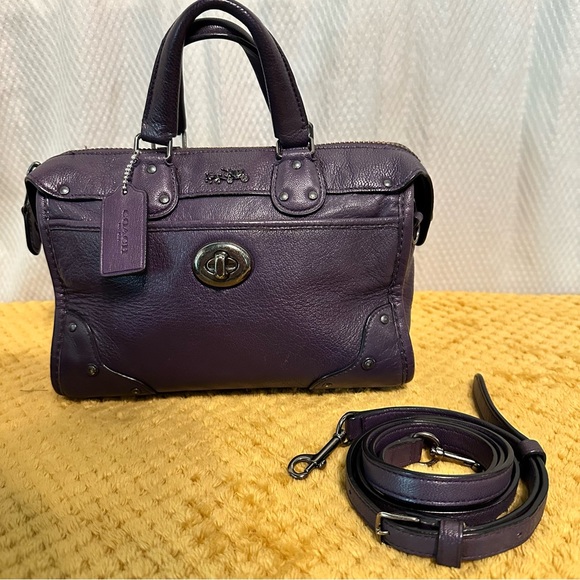 Coach Rhyder 24 Purple Leather Crossbody - Picture 3 of 9